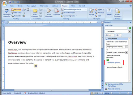 Capture d’écran montrant les menus contextuels dans Microsoft Word 2007