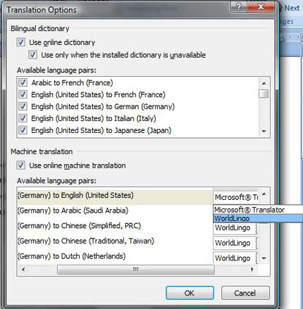 Capture d’écran montrant les menus contextuels dans Microsoft Word 2007